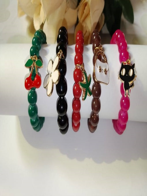 Beaded Charm Bracelet Set – Pack of 5