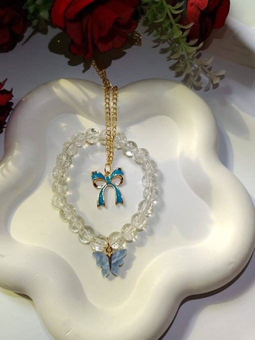 Crystal Bow Charm Bracelet Set – Pack of 4