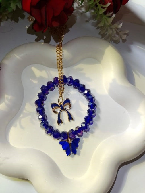 Crystal Bow Charm Bracelet Set – Pack of 4