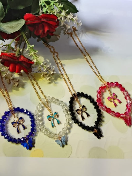 Crystal Bow Charm Bracelet Set – Pack of 4