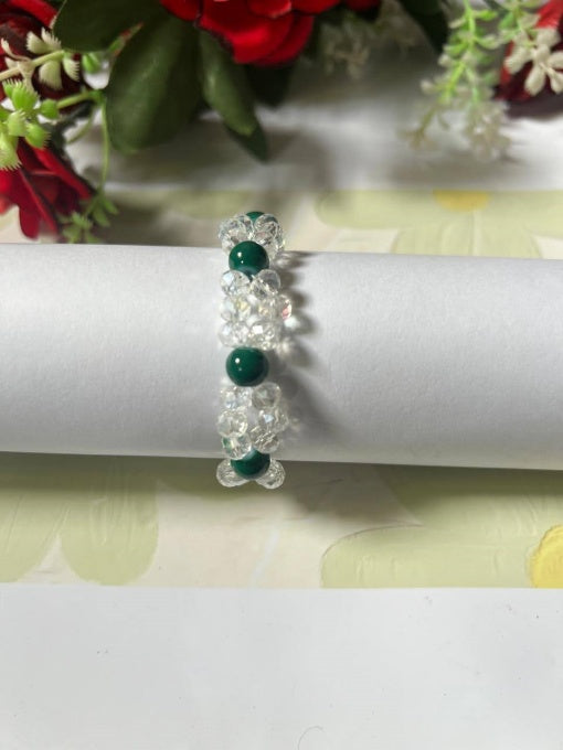 "Green & white beaded charm – perfect for Azadi vibes!" Pack of 2