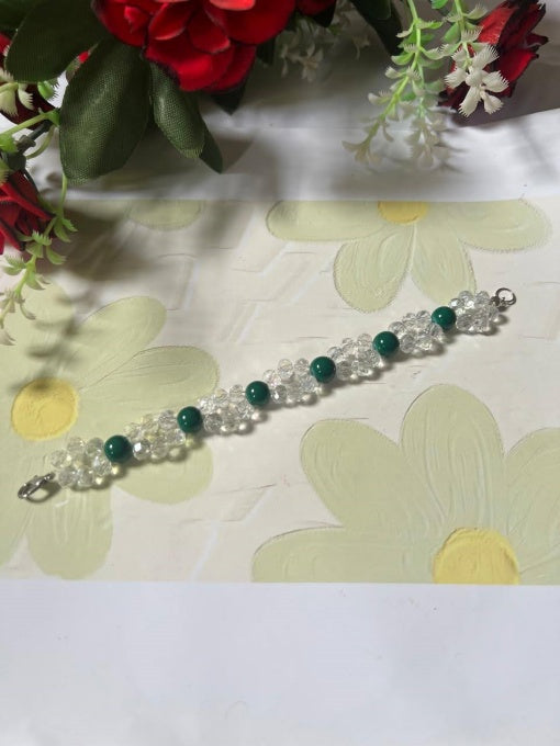 "Green & white beaded charm – perfect for Azadi vibes!" Pack of 2