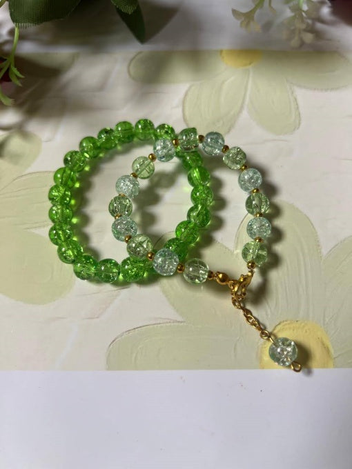 Green charm beaded bracelet – simple, elegant, eye-catching. Pack of 2