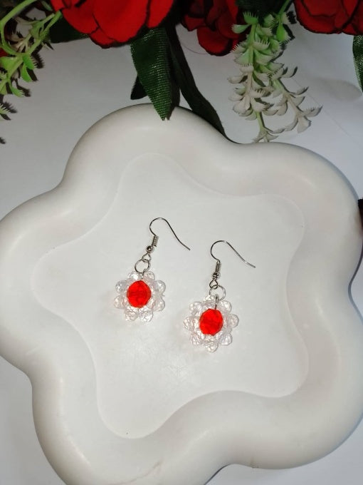 Delicate Flower Earrings – Handmade Beadwork