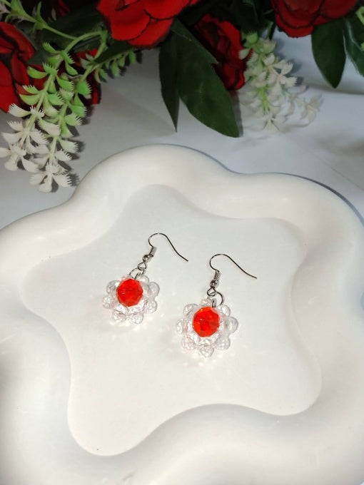 Delicate Flower Earrings – Handmade Beadwork