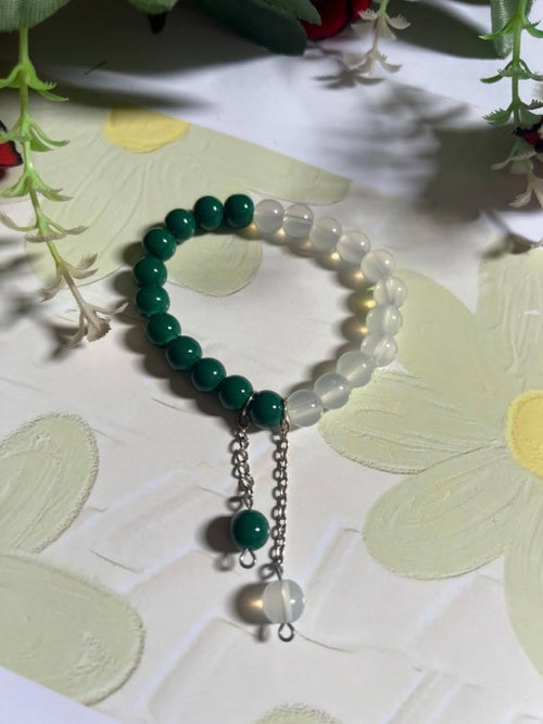 "Green & white beaded charm – perfect for Azadi vibes!" Pack of 2