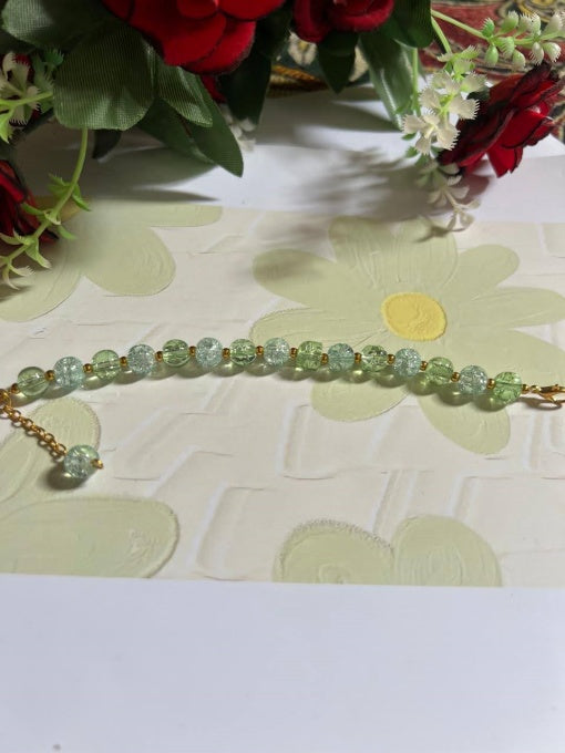 Green charm beaded bracelet – simple, elegant, eye-catching. Pack of 2