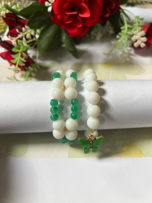 "Green & white charm with a butterfly touch – Azadi style!" Pack of 2