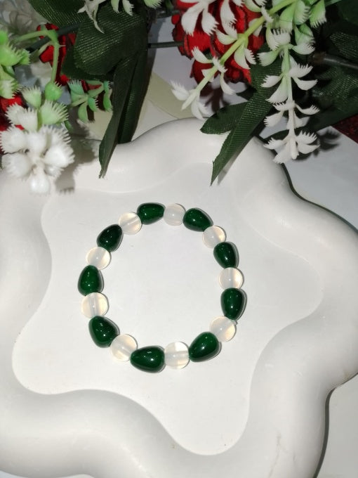 Celebrate 14th August with these green and white beaded bracelets! pack of 2